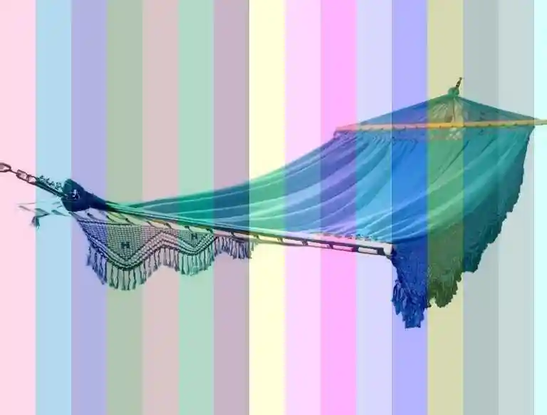 Гамак с навесом — Гамак садовый с бахромой 100x200 см. хлопок. цвет голубой