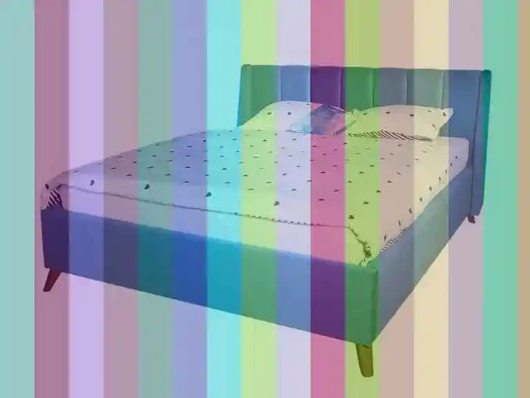 Мягкая кровать Betsi 1600 синяя с подъемным механизмом и матрасом