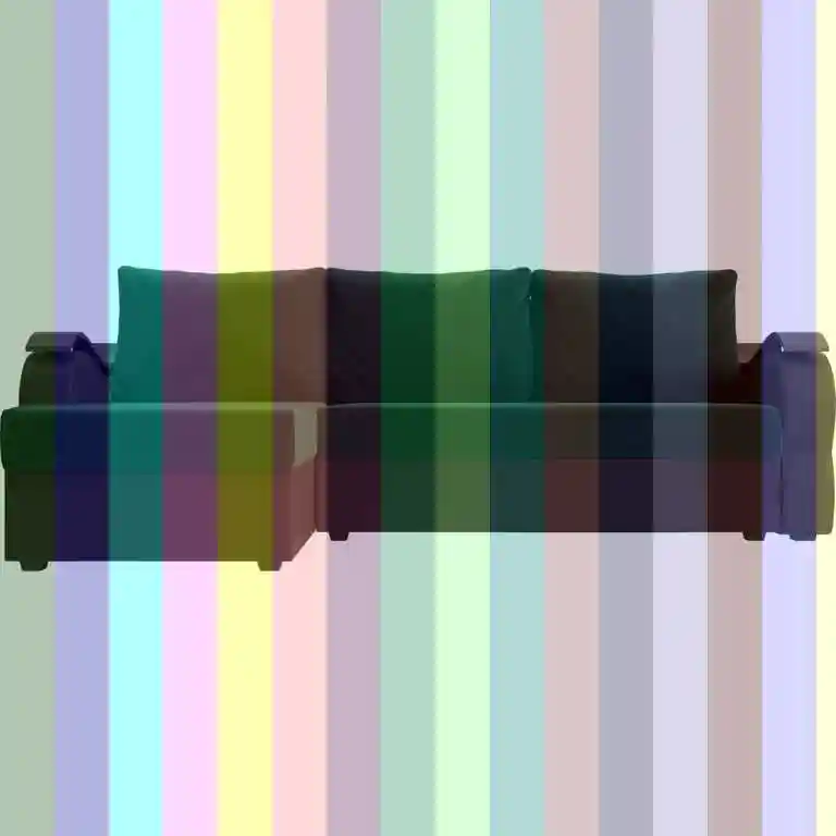 Угловой диван-кровать «Меркурий Лайт» зеленыйкоричневый. ВелюрЭкокожа. левый